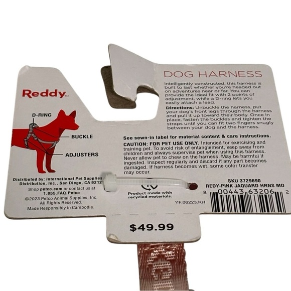 REDDY - SIZE MEDIUM - NEW WITH TAGS - JACQUARD DOG HARNESS - PINK - B19 - Picture 12 of 12